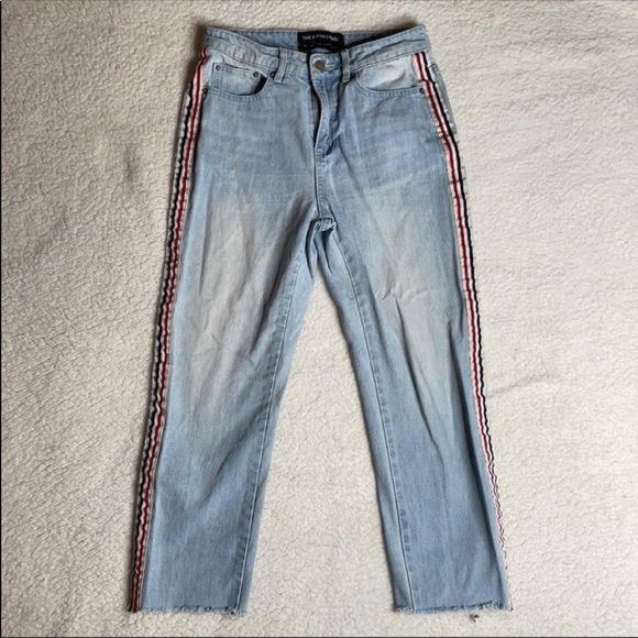 The Fifth Label Denim Jeans Side Stripped High Waist Ankle Cropped Streetwear - Picture 10 of 11